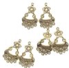 3 Pair of 35x21mm Antique Gold Hinge Drop Flowers Earrings